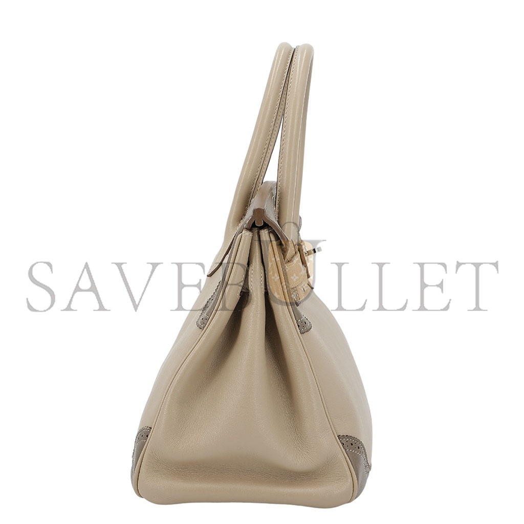 H**mes birkin 30 swift trench coat grey and elephant grey silver buckle 10021 (30*22*15cm)